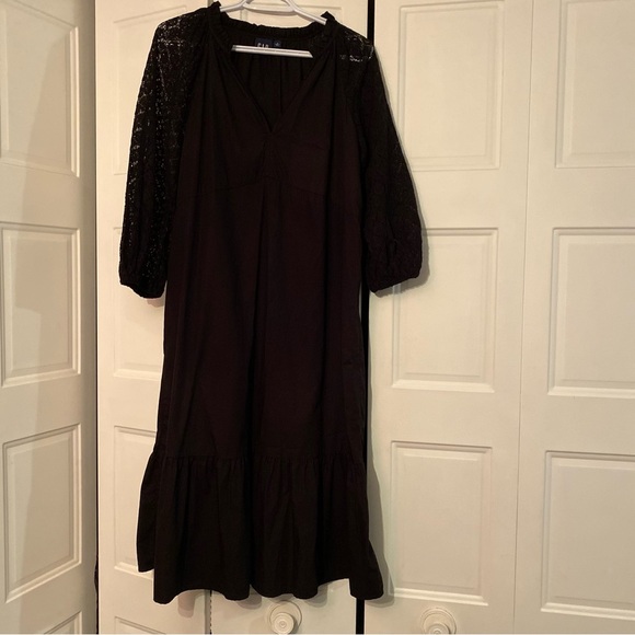 Gap Dress Midi lace sleeve 100% Cotton poplin body shift fit pullover style - Picture 7 of 9